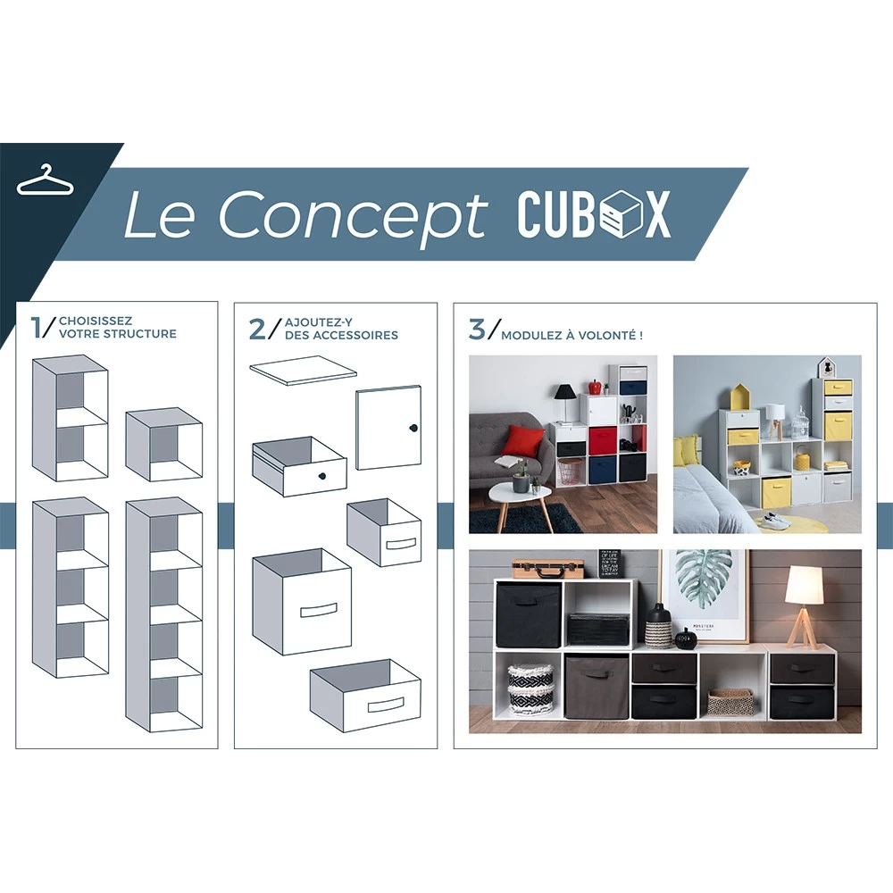 Structure Cubox 2 Cases 35x30x70cm Bois Blanc 5 Structure Cubox 2 Cases 35x30x70cm Bois Blanc – Image 5
