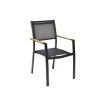 Table De Jardin Extensible Aluminium Noir 200/300cm + 10 Fauteuils Empilables Textilène - MARCEAU