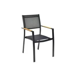 Table De Jardin Extensible Aluminium Noir 200/300cm + 10 Fauteuils Empilables Textilène - MARCEAU