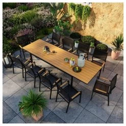 Table De Jardin Extensible Aluminium Noir 200/300cm + 10 Fauteuils Empilables Textilène - MARCEAU -Vous ne pouvez pas battre les meubles. 45dc4c2d3b02a32ae63caa8609fb77fd none 6a12b72fe1b3f976d1baf92ec9cd27ba 6a12b72