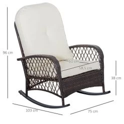 Fauteuil à Bascule Rocking Chair Intérieur Extérieur En Résine Tressée Avec Coussins Moelleux - Dim. 75L X 103P X 96H Cm - Marron Crème -Vous ne pouvez pas battre les meubles. 4688badab4ee02cd95ac67f28dcf9cce none 5a502f19e841b3b4c95ed545ed8749b4 5a502f1