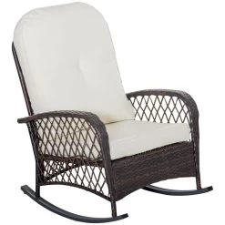 Fauteuil à Bascule Rocking Chair Intérieur Extérieur En Résine Tressée Avec Coussins Moelleux - Dim. 75L X 103P X 96H Cm - Marron Crème -Vous ne pouvez pas battre les meubles. 4688badab4ee02cd95ac67f28dcf9cce none 5f9988562a9134850b98ef48be5e1c7f 5f99885