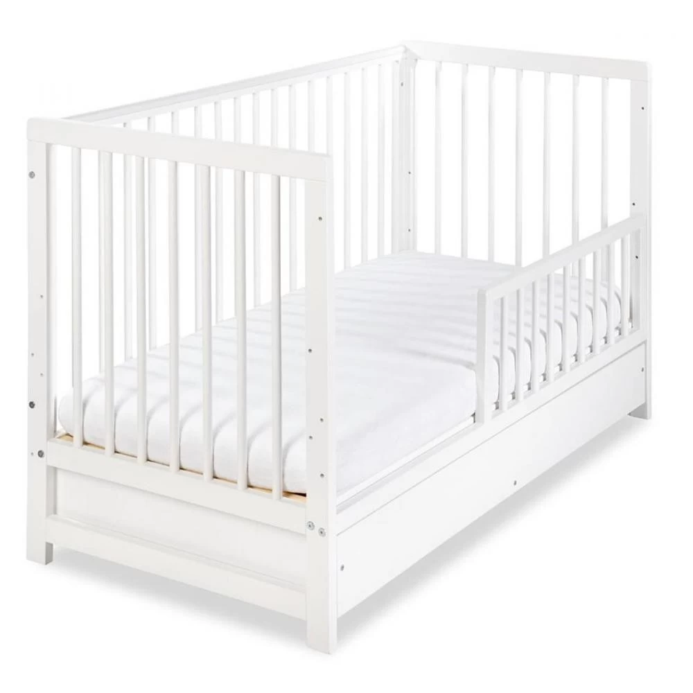 TIMI Lit Bébé Enfant à Barreaux En Bois Avec Sommier Réglable 120X60 + Tiroir Blanc 7 TIMI Lit Bébé Enfant à Barreaux En Bois Avec Sommier Réglable 120X60 + Tiroir Blanc – Image 7