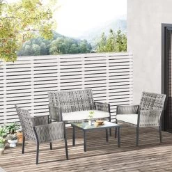 Ensemble Salon De Jardin Contemporain 4 Places 4 Pièces Coussins Déperlants Déhoussables Crème Résine Tressée Grise -Vous ne pouvez pas battre les meubles. 4b0e992667629f06768767c68beb8a26 none 710deb997b55e7b353f92944a922dded 710deb9