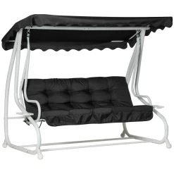 Balancelle De Jardin Convertible 2 Places Grand Confort Toit Inclinaison Réglable Coussins Inclus Plateaux Porte-gobelets Acier Polyester Noir -Vous ne pouvez pas battre les meubles. 4ff61b451b77a1940d128760dc22e17d none ebc30c2b8cad1160539df40113f9f112 ebc30c2