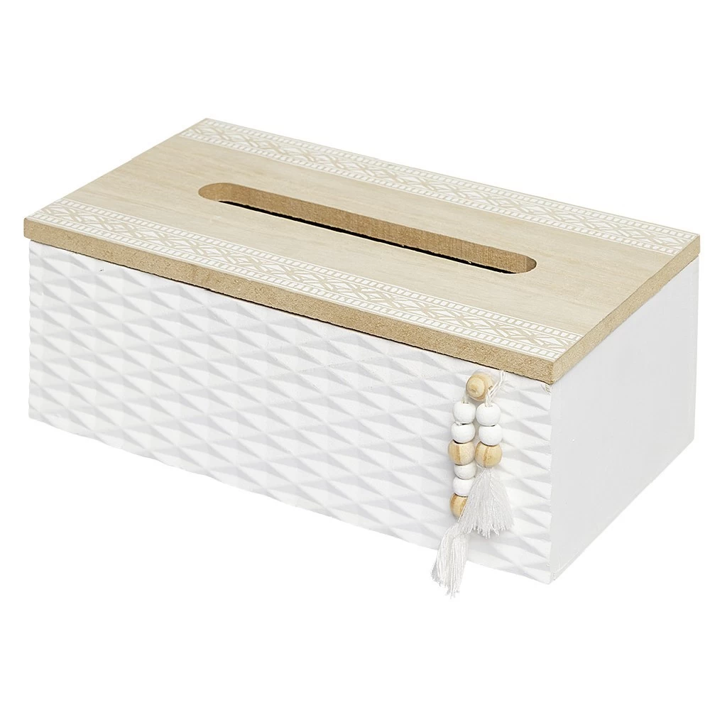 Boîte à Mouchoirs Déco Mdf Naturel Et Blanc 2 Boîte à Mouchoirs Déco Mdf Naturel Et Blanc – Image 2