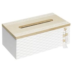 Boîte à Mouchoirs Déco Mdf Naturel Et Blanc