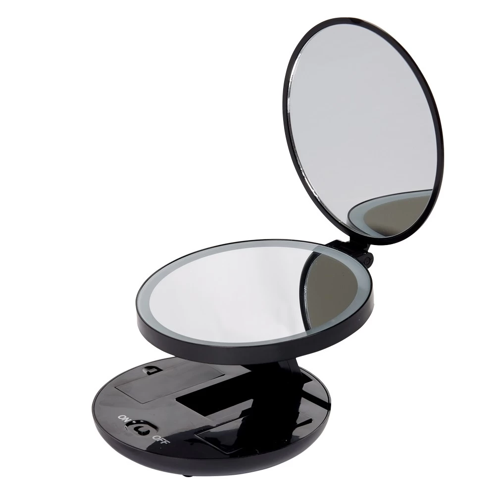 Miroir Double Rétractablesur Pied Rond Noir LED 2 Miroir Double Rétractablesur Pied Rond Noir LED – Image 2