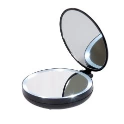 Miroir Double Rétractablesur Pied Rond Noir LED