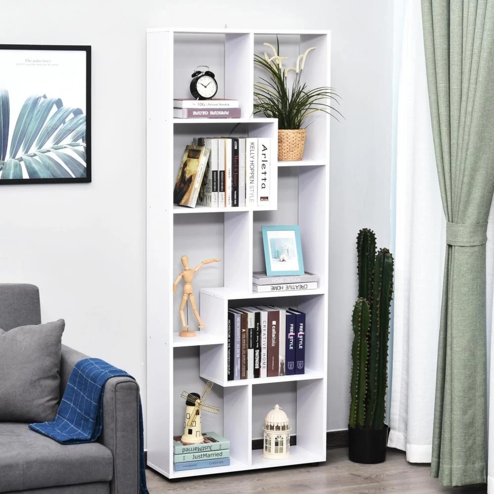 Bibliothèque étagère Zig Zag Design Contemporain 70L X 24l X 178H Cm Panneaux Particules Blanc 4 Bibliothèque étagère Zig Zag Design Contemporain 70L X 24l X 178H Cm Panneaux Particules Blanc – Image 4