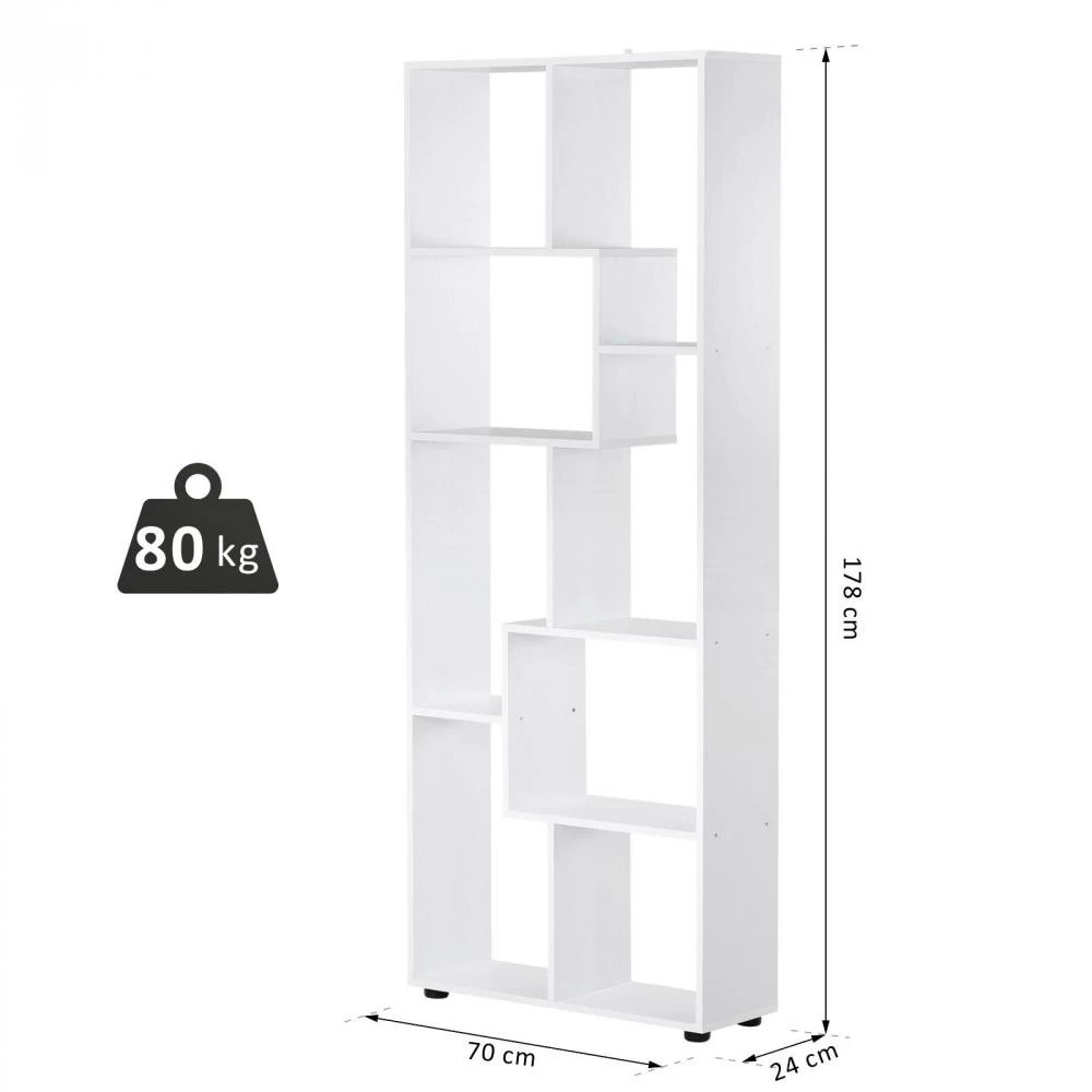 Bibliothèque étagère Zig Zag Design Contemporain 70L X 24l X 178H Cm Panneaux Particules Blanc 2 Bibliothèque étagère Zig Zag Design Contemporain 70L X 24l X 178H Cm Panneaux Particules Blanc – Image 2