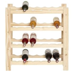 Etagère Porte Bouteille 4 Niveaux En Pin Naturel