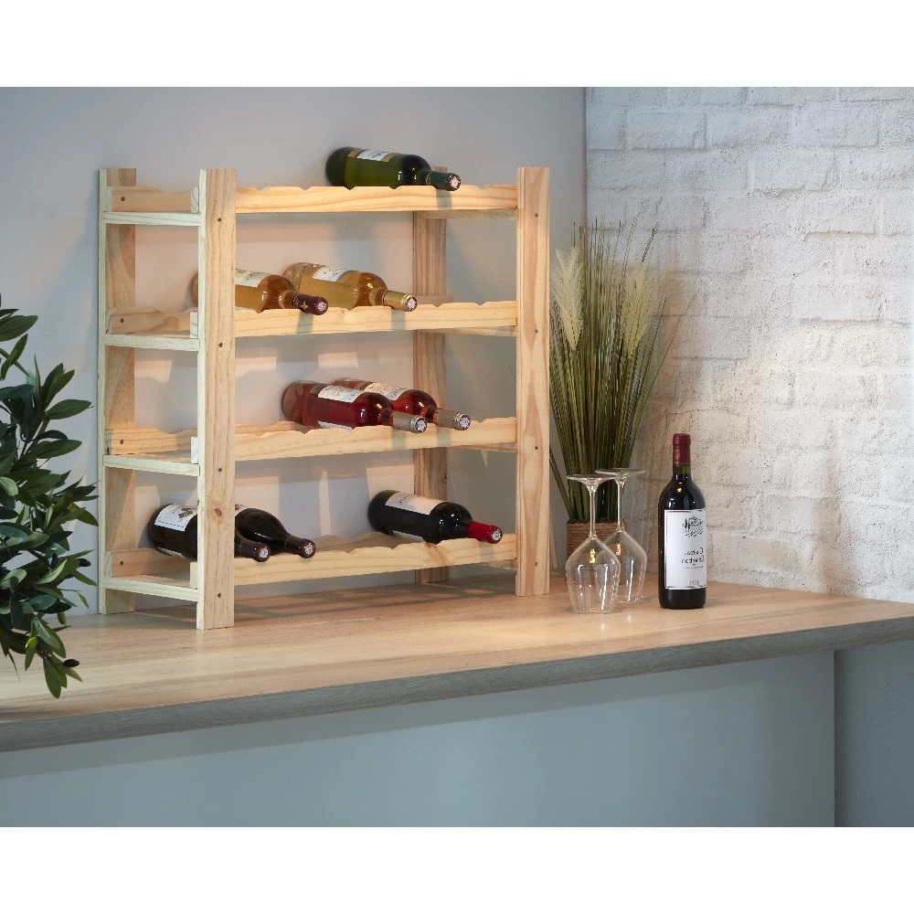 Etagère Porte Bouteille 4 Niveaux En Pin Naturel 3 Etagère Porte Bouteille 4 Niveaux En Pin Naturel – Image 3