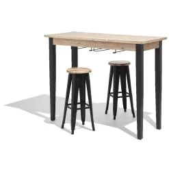 Mange-debout Et 2 Tabourets New York Noirs Et Bois Clair -Vous ne pouvez pas battre les meubles. 530750