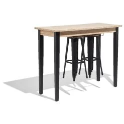 Mange-debout Et 2 Tabourets New York Noirs Et Bois Clair