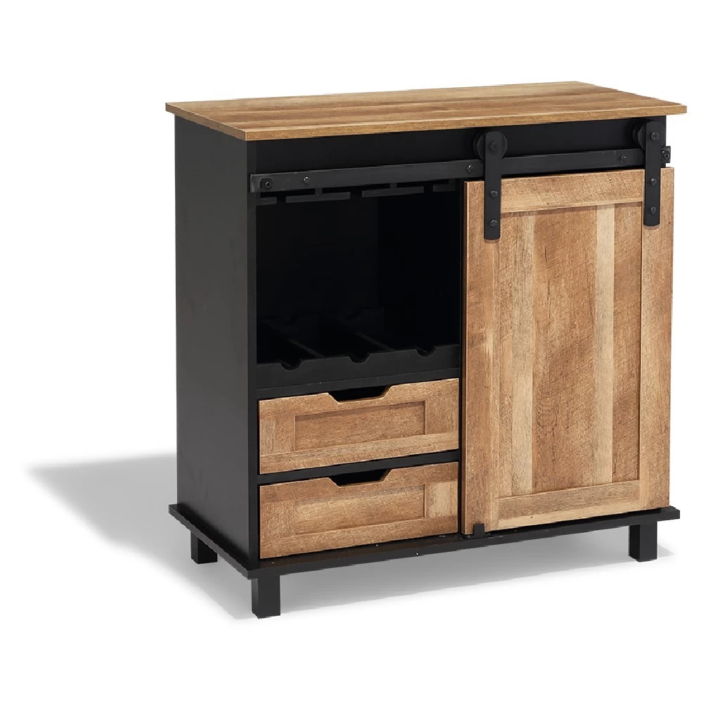 Buffet Florence Noir Et Miel Porte Coulissante 2 Tiroirs 4 Buffet Florence Noir Et Miel Porte Coulissante 2 Tiroirs – Image 4