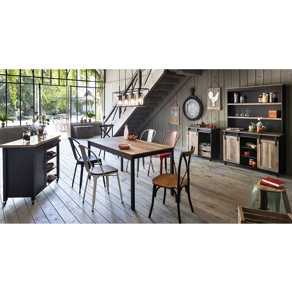 Buffet Florence Noir Et Miel Porte Coulissante 2 Tiroirs 6 Buffet Florence Noir Et Miel Porte Coulissante 2 Tiroirs – Image 6