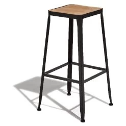 Tabouret De Bar Chicago Noir Et Bois X2