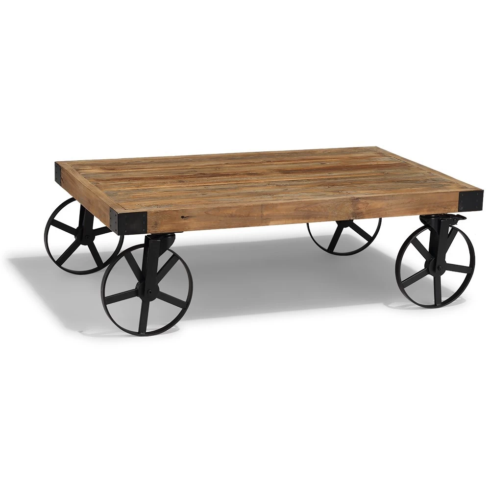 Table Basse Saloon Noire Et Bois Vieilli 5 Table Basse Saloon Noire Et Bois Vieilli – Image 5