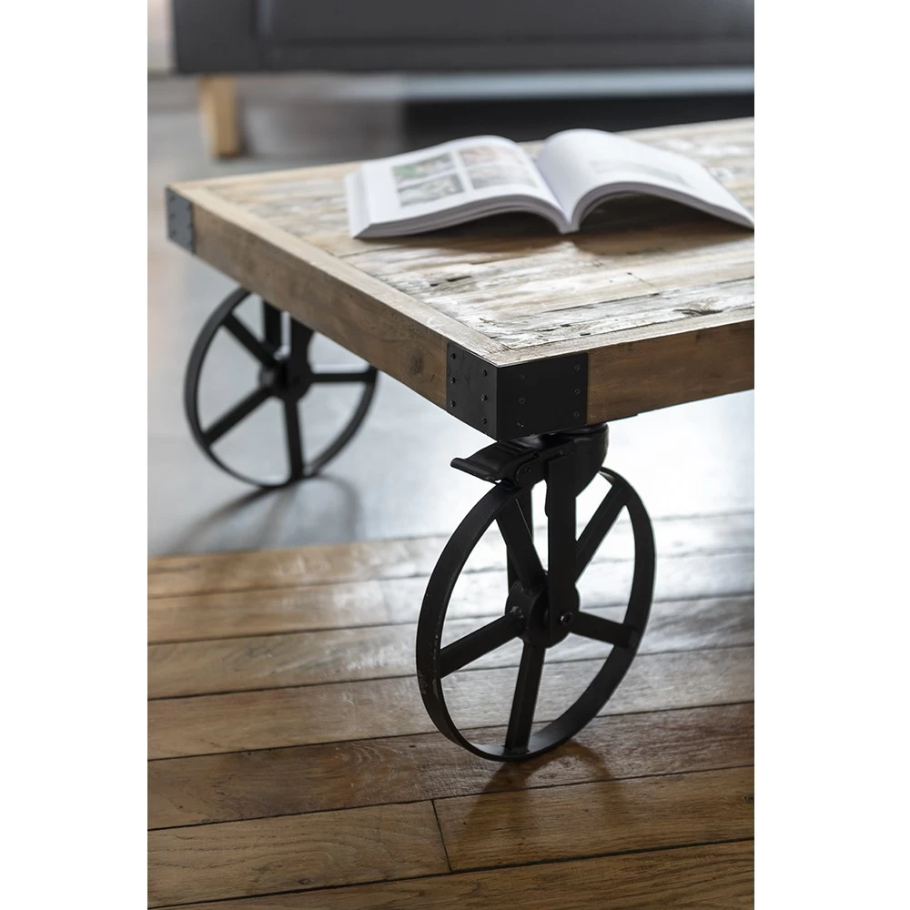 Table Basse Saloon Noire Et Bois Vieilli 2 Table Basse Saloon Noire Et Bois Vieilli – Image 2