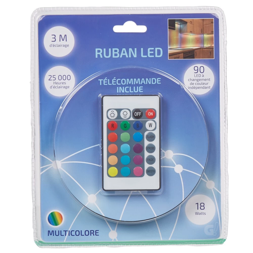 Ruban LEDs Multicolores Avec Télécommande 3 M 2 Ruban LEDs Multicolores Avec Télécommande 3 M – Image 2
