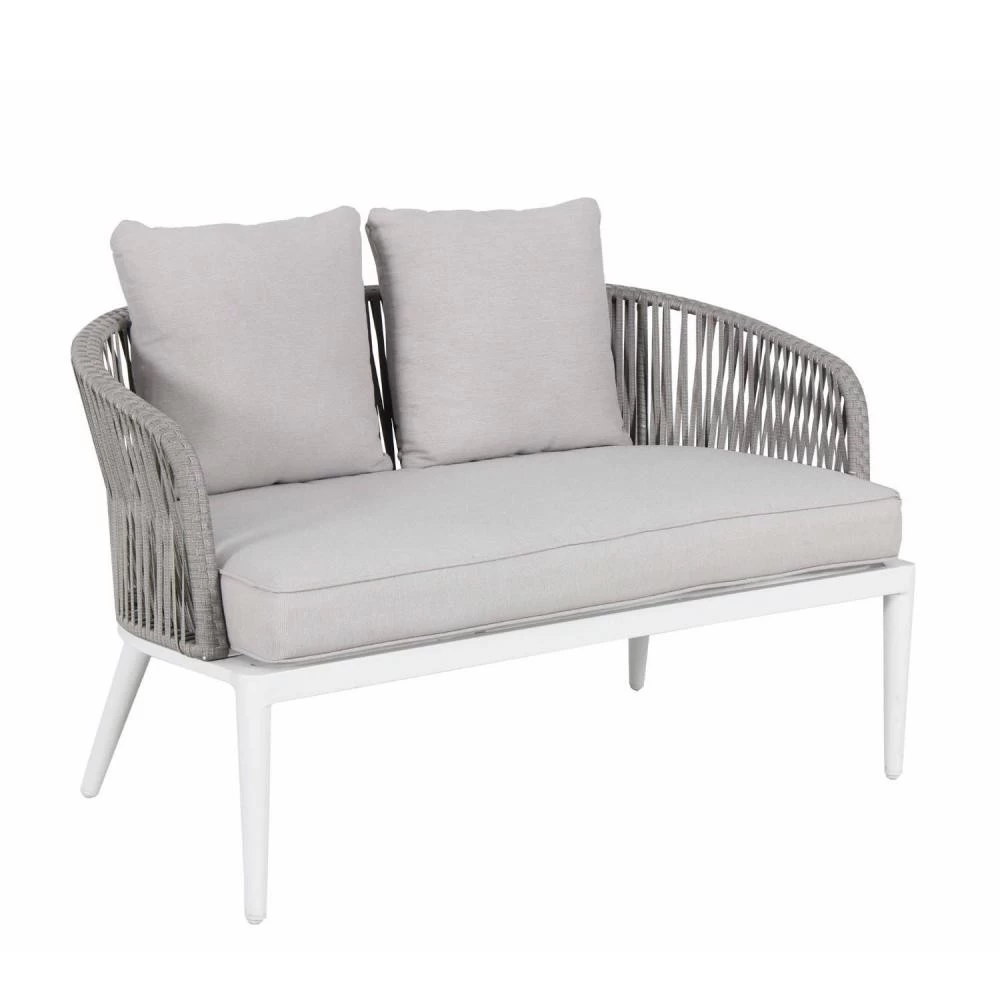 Salon De Jardin Cordes Et Aluminium - Blanc Gris - Intérieur/extérieur - CARMEN 6 Salon De Jardin Cordes Et Aluminium - Blanc Gris - Intérieur/extérieur - CARMEN – Image 6