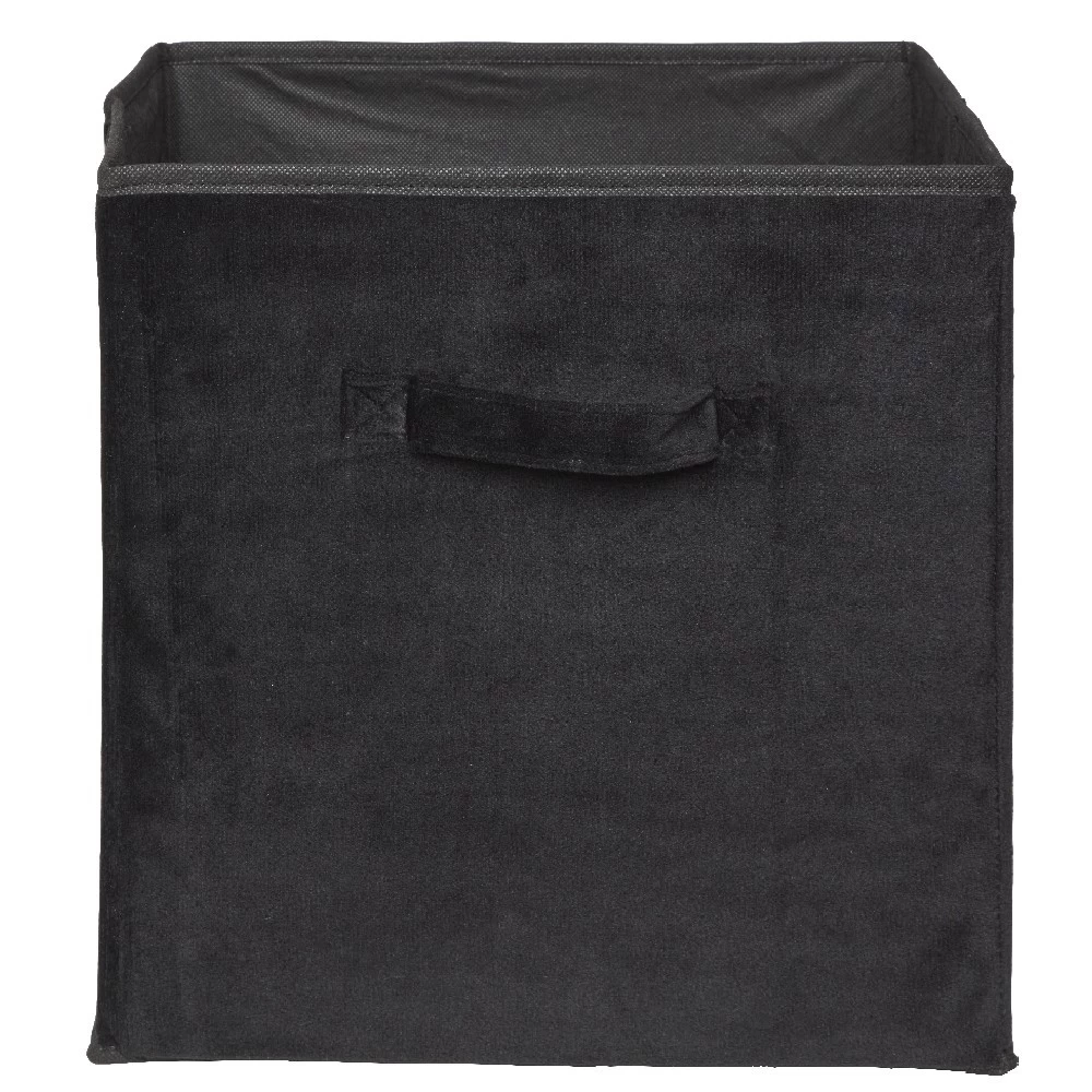 Panière Cubox Effet Velours 31x29x31cm Noir 1 Panière Cubox Effet Velours 31x29x31cm Noir