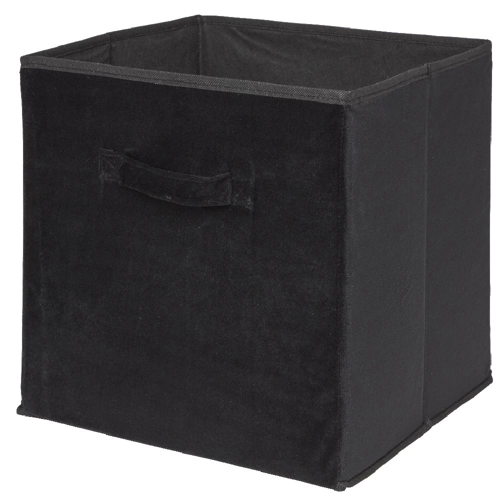 Panière Cubox Effet Velours 31x29x31cm Noir 2 Panière Cubox Effet Velours 31x29x31cm Noir – Image 2