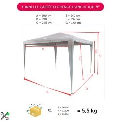 Tonnelle Carrée Florence Blanche 8,4 M²