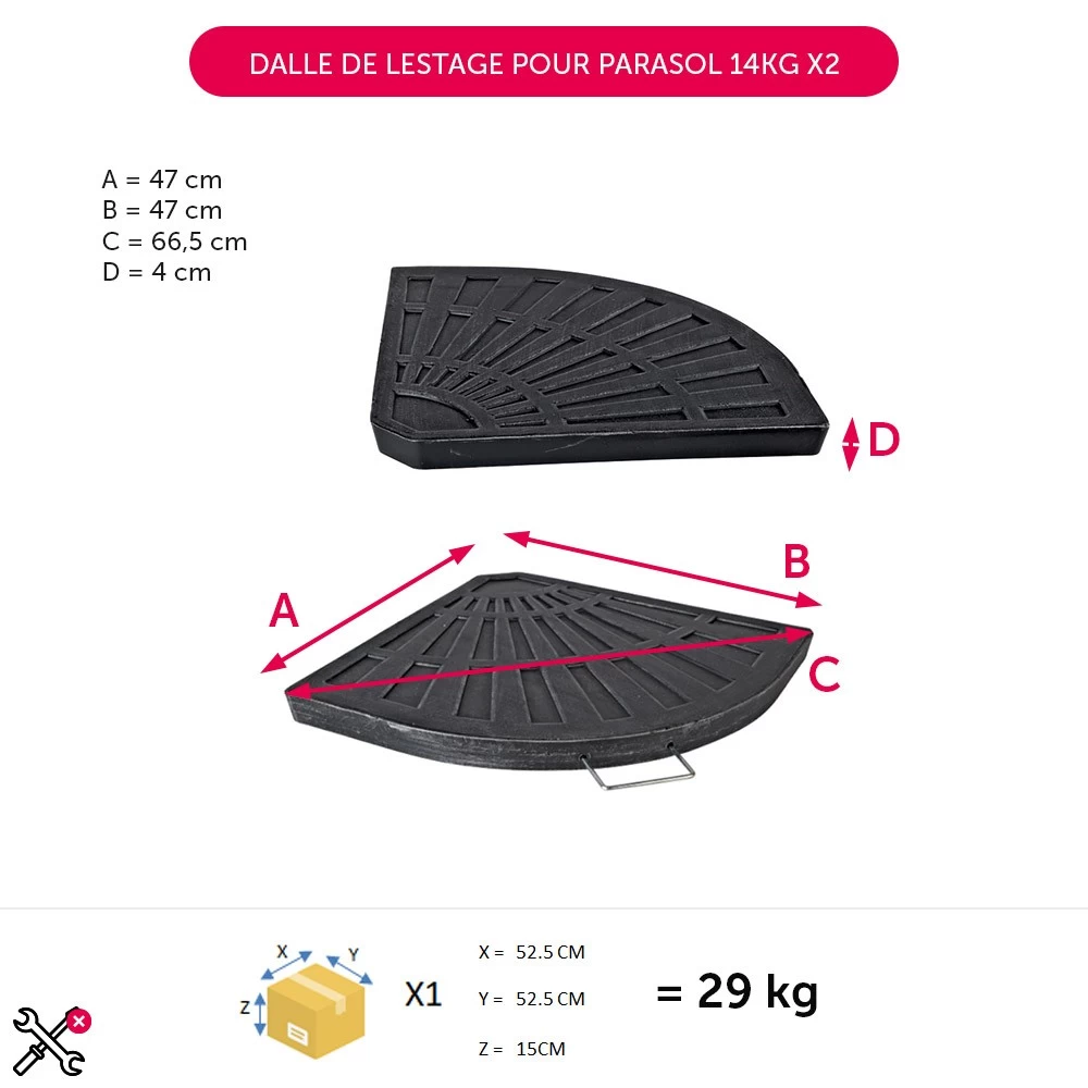 Dalle De Lestage Pour Parasol 14kg X2 3 Dalle De Lestage Pour Parasol 14kg X2 – Image 3