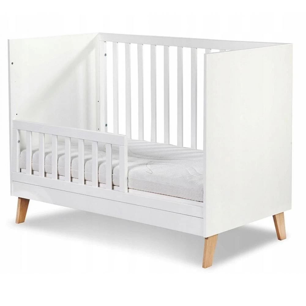 NOAH Lit évolutif Bébé Enfant Bois Avec Sommier Réglable Et Pieds En Chêne 120X60 Blanc 4 NOAH Lit évolutif Bébé Enfant Bois Avec Sommier Réglable Et Pieds En Chêne 120X60 Blanc – Image 4