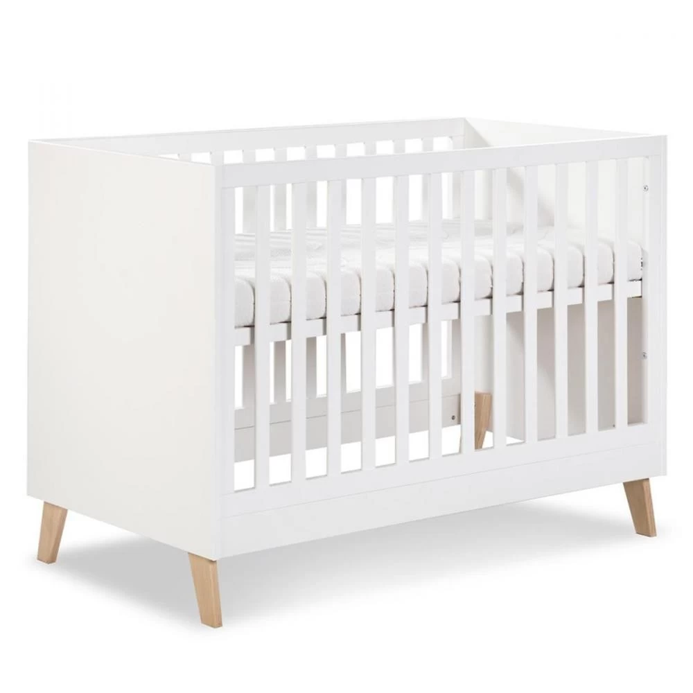 NOAH Lit évolutif Bébé Enfant Bois Avec Sommier Réglable Et Pieds En Chêne 120X60 Blanc 7 NOAH Lit évolutif Bébé Enfant Bois Avec Sommier Réglable Et Pieds En Chêne 120X60 Blanc – Image 7
