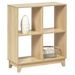 Étagère Sur Pieds à 4 Casiers Contreplaqué Naturel