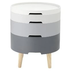 Bout De Canapé 3 Compartiments Mdf Gris Blanc