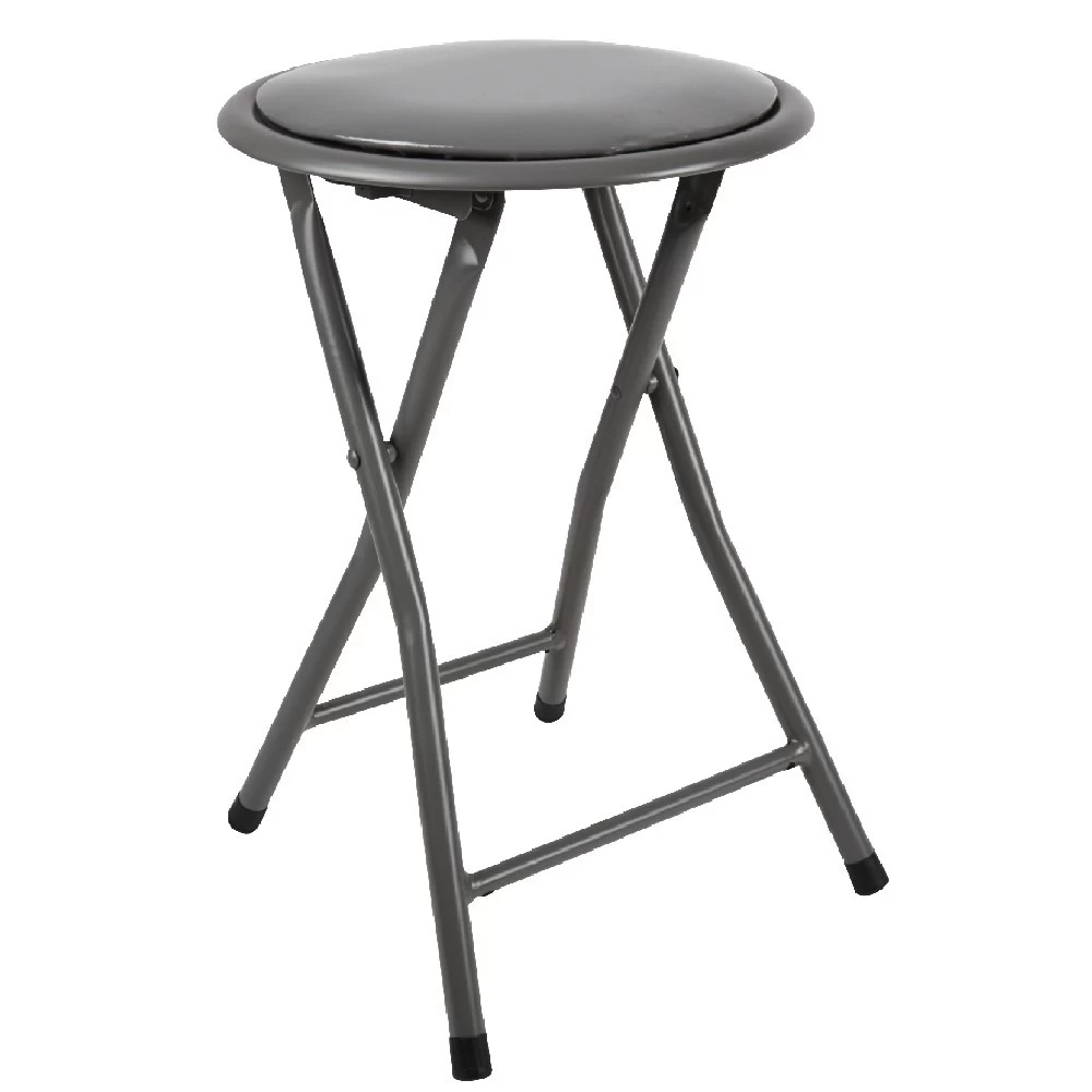Tabouret Pliant Aiden Métal Et Pvc Gris L.30 X P.35 X H.45 Cm 2 Tabouret Pliant Aiden Métal Et Pvc Gris L.30 X P.35 X H.45 Cm – Image 2