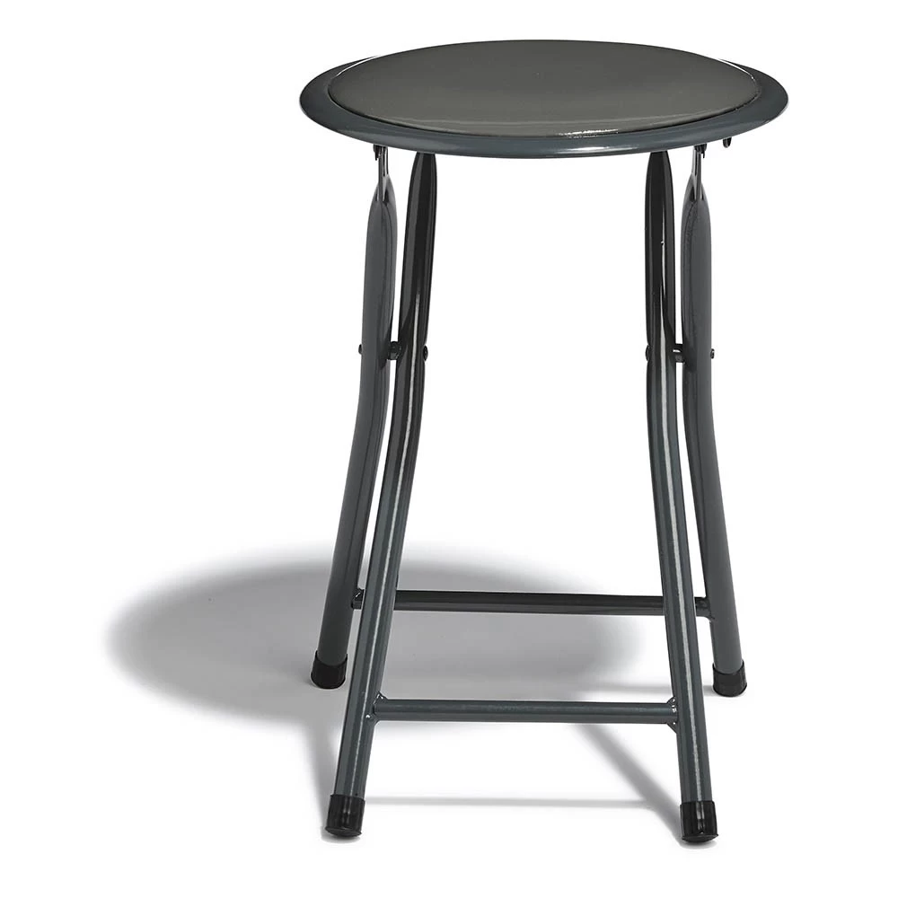 Tabouret Pliant Aiden Métal Et Pvc Gris L.30 X P.35 X H.45 Cm 4 Tabouret Pliant Aiden Métal Et Pvc Gris L.30 X P.35 X H.45 Cm – Image 4