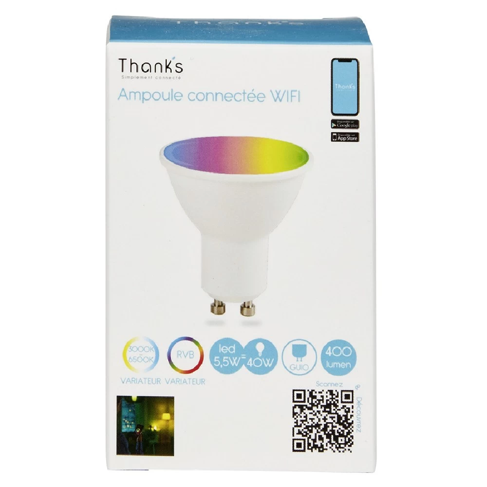 Ampoule LED Connectée Couleurs Changeantes GU10 40 W 1 Ampoule LED Connectée Couleurs Changeantes GU10 40 W