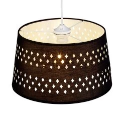 Suspension Avec Abat Jour Noir à Motifs Ajourés Losanges