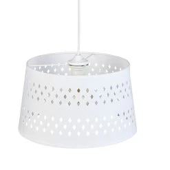 Suspension Avec Abat Jour Blanc à Motifs Ajourés Losanges