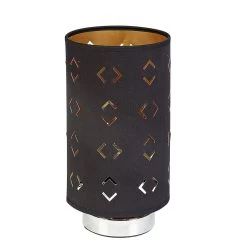 Lampe De Chevet Avec Abat Jour Noir Ajouré Et Base Argentée