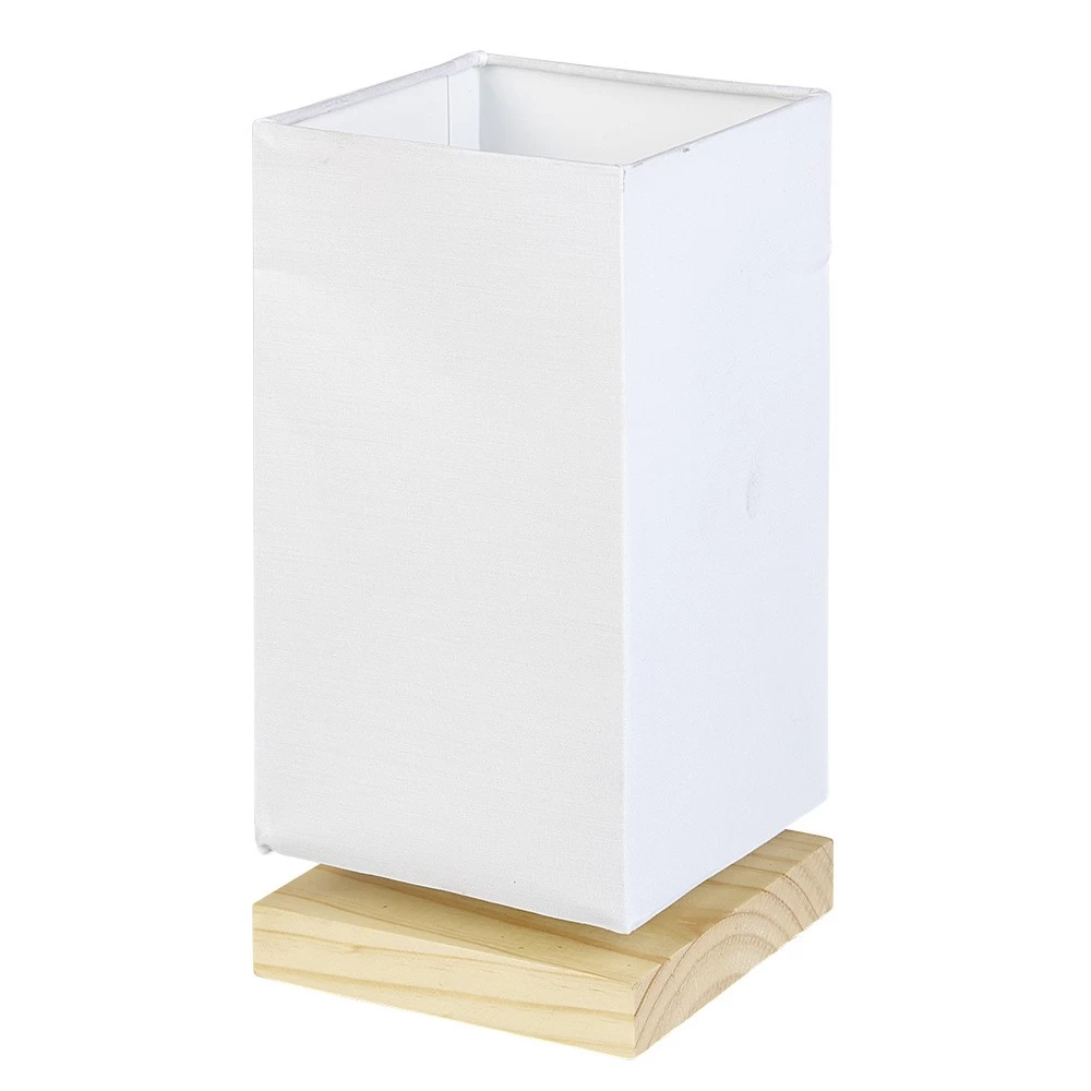 Lampe De Chevet Abat Jour Blanc Sur Base Carrée En Pin Naturel 4 Lampe De Chevet Abat Jour Blanc Sur Base Carrée En Pin Naturel – Image 4
