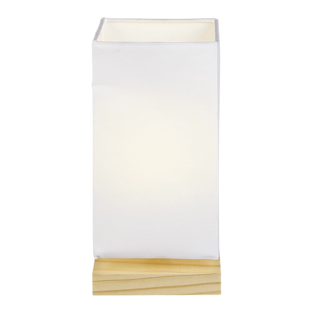 Lampe De Chevet Abat Jour Blanc Sur Base Carrée En Pin Naturel 2 Lampe De Chevet Abat Jour Blanc Sur Base Carrée En Pin Naturel – Image 2