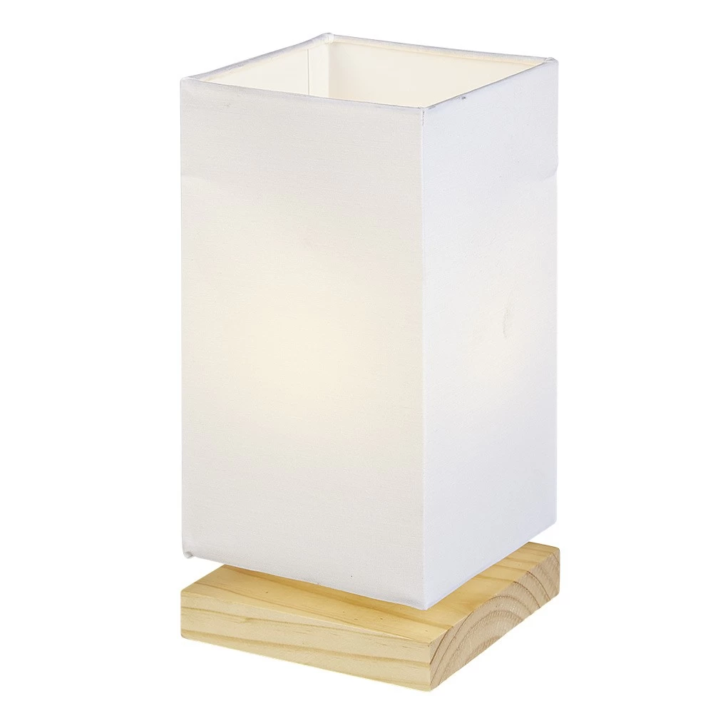 Lampe De Chevet Abat Jour Blanc Sur Base Carrée En Pin Naturel 3 Lampe De Chevet Abat Jour Blanc Sur Base Carrée En Pin Naturel – Image 3