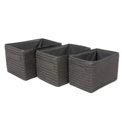 Panière De Rangement Grise Effet Tressé X3 -Vous ne pouvez pas battre les meubles. 554839 morePictures 01