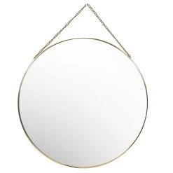 Miroir Mural Supension Chaîne Finition Dorée X 3