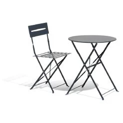 Table De Jardin Ronde RIO Pliante 2 Personnes Métal Gris -Vous ne pouvez pas battre les meubles. 558003
