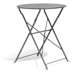 Table De Jardin Ronde RIO Pliante 2 Personnes Métal Gris