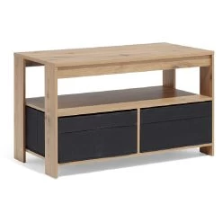 Table Basse Utah 2 Tiroirs Noir Naturel