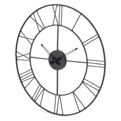 Horloge Ronde Métal Ajouré Chiffres Romains Noir Ø45 Cm