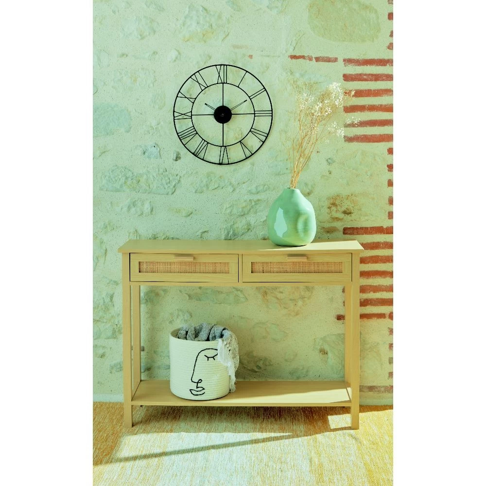 Horloge Ronde Métal Ajouré Chiffres Romains Noir Ø45 Cm 2 Horloge Ronde Métal Ajouré Chiffres Romains Noir Ø45 Cm – Image 2